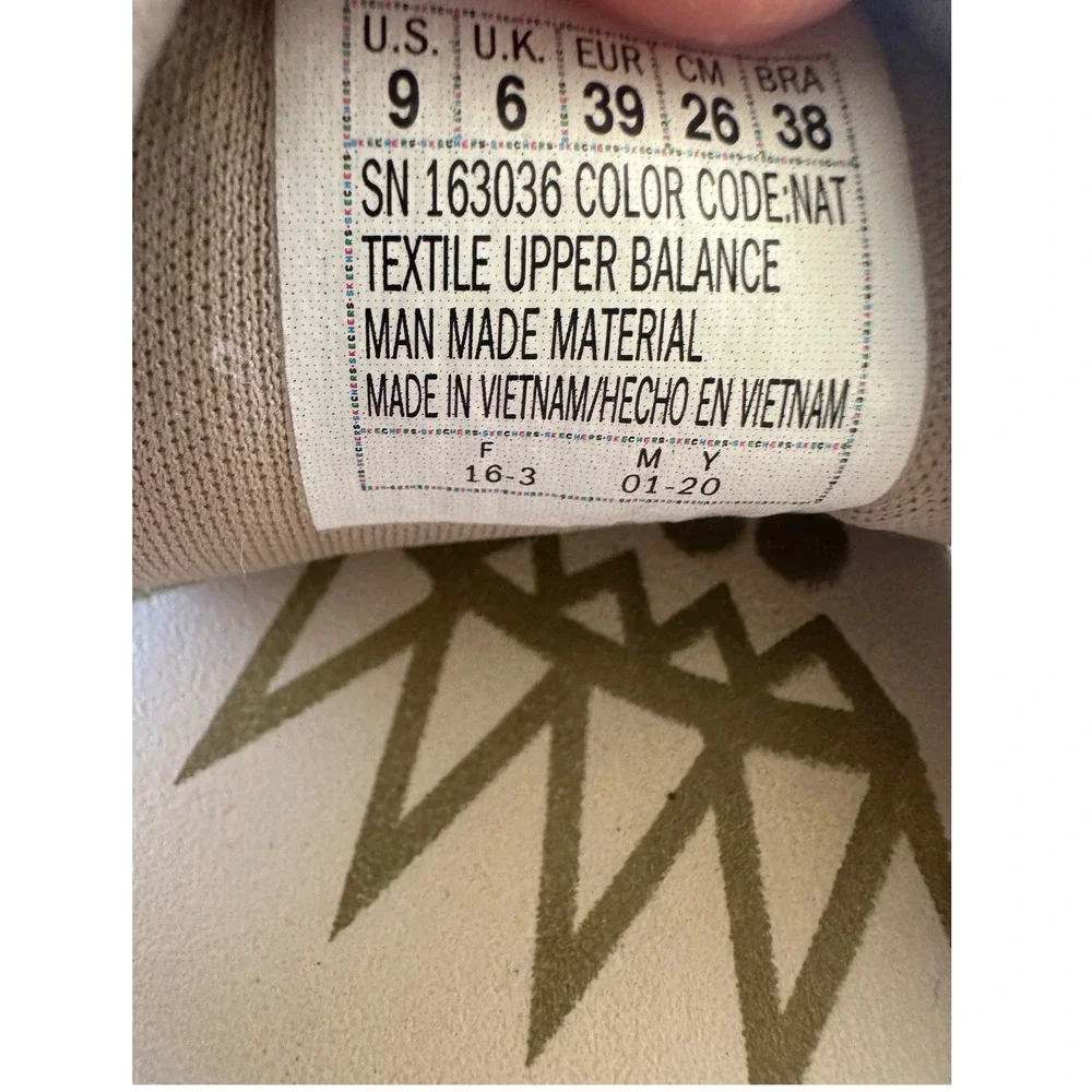 Skechers‎ Memory Foam Gold Wedge Sandals Women's 9 Natural Beige